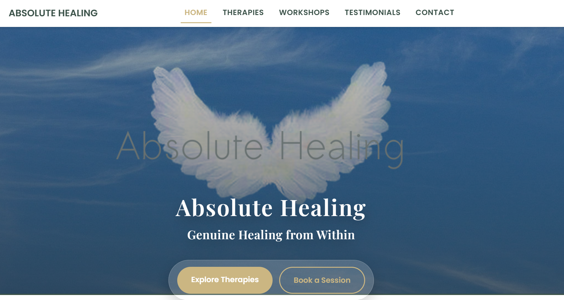 Absolute Healing website design